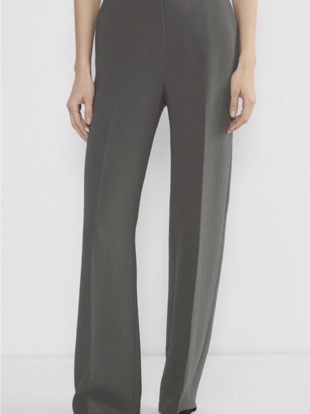 ARITZIA Wilfred Limitless Pants Wide-Leg High-Rise — Charcoal Gray/Coal Grey